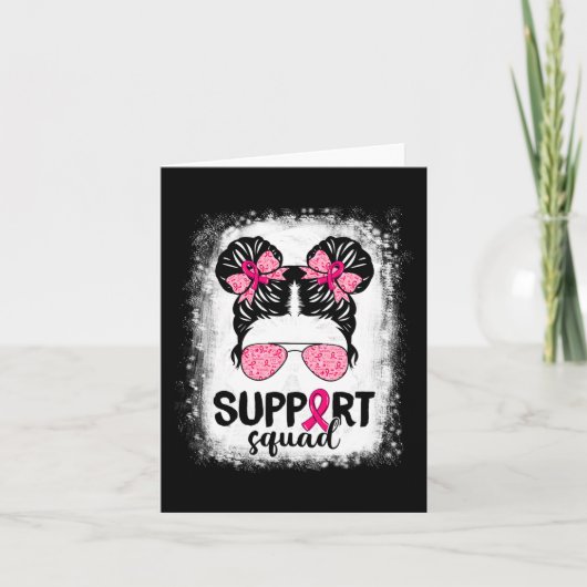 Support Squad Messy Bun Pink Warrior Breast Cancer Kaart (Voorkant)