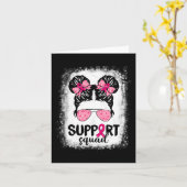 Support Squad Messy Bun Pink Warrior Breast Cancer Kaart (Gele Bloem)