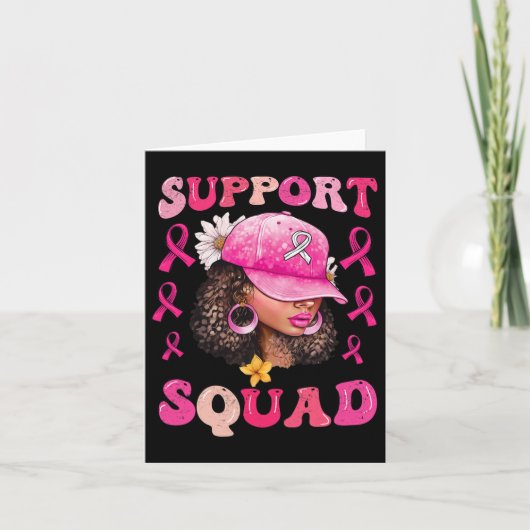 Support Squad Messy Bun Pink Warrior Breast Cancer Kaart (Voorkant)