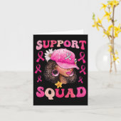 Support Squad Messy Bun Pink Warrior Breast Cancer Kaart (Gele Bloem)