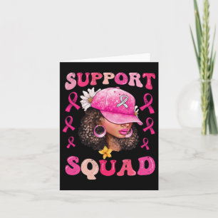 Support Squad Messy Bun Pink Warrior Breast Cancer Kaart