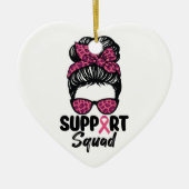 Support Squad Messy Bun Pink Warrior Breast Cancer Keramisch Ornament (Voorkant)