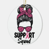 Support Squad Messy Bun Pink Warrior Breast Cancer Keramisch Ornament (Links)
