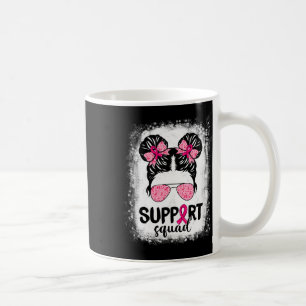 Support Squad Messy Bun Pink Warrior Breast Cancer Koffiemok