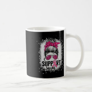 Support Squad Messy Bun Pink Warrior Breast Cancer Koffiemok
