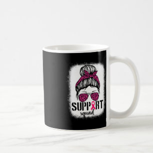 Support Squad Messy Bun Pink Warrior Breast Cancer Koffiemok