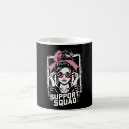 Support Squad Messy Bun Pink Warrior Breast Cancer Koffiemok