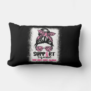 Support Squad Messy Bun Pink Warrior Breast Cancer Kussen