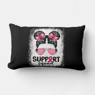 Support Squad Messy Bun Pink Warrior Breast Cancer Kussen