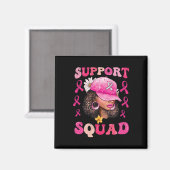 Support Squad Messy Bun Pink Warrior Breast Cancer Magneet (Voorkant / Achterkant)