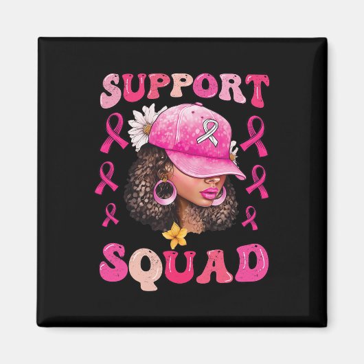 Support Squad Messy Bun Pink Warrior Breast Cancer Magneet (Voorkant)