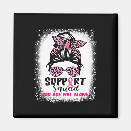 Support Squad Messy Bun Pink Warrior Breast Cancer Magneet (Voorkant)