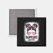 Support Squad Messy Bun Pink Warrior Breast Cancer Magneet (Voorkant / Achterkant)