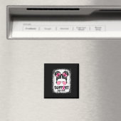 Support Squad Messy Bun Pink Warrior Breast Cancer Magneet (Insitu (Vaatwasser))