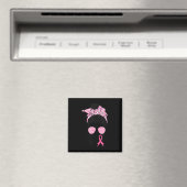 Support Squad Messy Bun Pink Warrior Breast Cancer Magneet (Insitu (Vaatwasser))