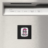 Support Squad Messy Bun Pink Warrior Breast Cancer Magneet (Insitu (Vaatwasser))