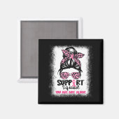 Support Squad Messy Bun Pink Warrior Breast Cancer Magneet (Voorkant / Achterkant)