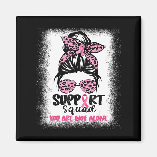 Support Squad Messy Bun Pink Warrior Breast Cancer Magneet (Voorkant)