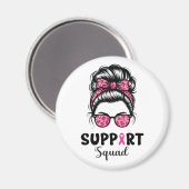Support Squad Messy Bun Pink Warrior Breast Cancer Magneet (Voorkant / Achterkant)