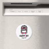Support Squad Messy Bun Pink Warrior Breast Cancer Magneet (Insitu (Vaatwasser))