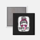 Support Squad Messy Bun Pink Warrior Breast Cancer Magneet (Voorkant / Achterkant)