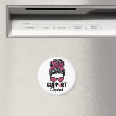 Support Squad Messy Bun Pink Warrior Breast Cancer Magneet (Insitu (Vaatwasser))