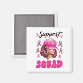 Support Squad Messy Bun Pink Warrior Breast Cancer Magneet (Voorkant / Achterkant)