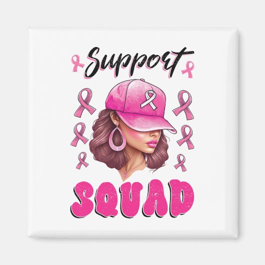 Support Squad Messy Bun Pink Warrior Breast Cancer Magneet (Voorkant)