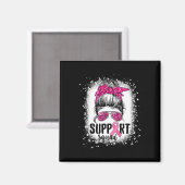 Support Squad Messy Bun Pink Warrior Breast Cancer Magneet (Voorkant / Achterkant)