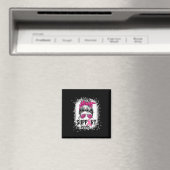 Support Squad Messy Bun Pink Warrior Breast Cancer Magneet (Insitu (Vaatwasser))