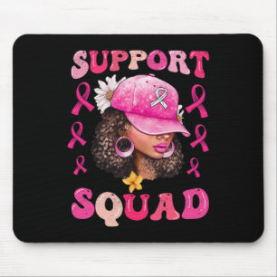 Support Squad Messy Bun Pink Warrior Breast Cancer Muismat
