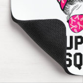 Support Squad Messy Bun Pink Warrior Breast Cancer Muismat (Hoek)