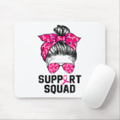 Support Squad Messy Bun Pink Warrior Breast Cancer Muismat (Met muis)