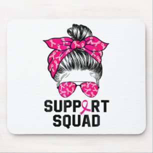 Support Squad Messy Bun Pink Warrior Breast Cancer Muismat