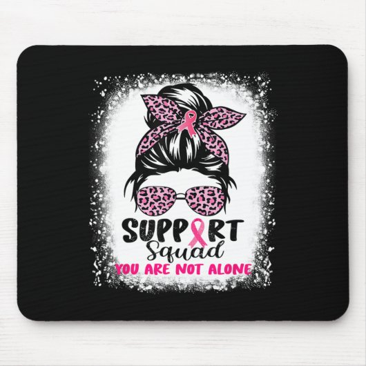 Support Squad Messy Bun Pink Warrior Breast Cancer Muismat (Voorkant)