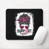 Support Squad Messy Bun Pink Warrior Breast Cancer Muismat (Met muis)