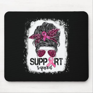Support Squad Messy Bun Pink Warrior Breast Cancer Muismat