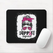 Support Squad Messy Bun Pink Warrior Breast Cancer Muismat (Met muis)