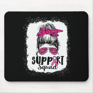 Support Squad Messy Bun Pink Warrior Breast Cancer Muismat