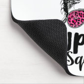 Support Squad Messy Bun Pink Warrior Breast Cancer Muismat (Hoek)