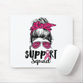 Support Squad Messy Bun Pink Warrior Breast Cancer Muismat (Met muis)