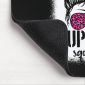 Support Squad Messy Bun Pink Warrior Breast Cancer Muismat (Hoek)
