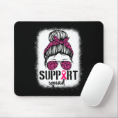 Support Squad Messy Bun Pink Warrior Breast Cancer Muismat (Met muis)