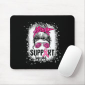 Support Squad Messy Bun Pink Warrior Breast Cancer Muismat (Met muis)