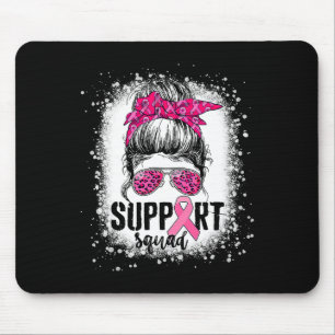 Support Squad Messy Bun Pink Warrior Breast Cancer Muismat