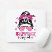 Support Squad Messy Bun Pink Warrior Breast Cancer Muismat (Met muis)