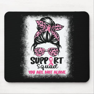 Support Squad Messy Bun Pink Warrior Breast Cancer Muismat