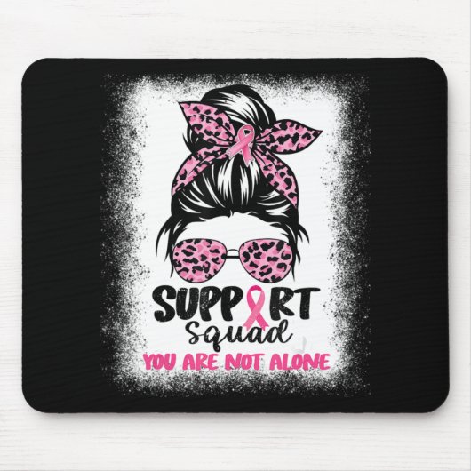 Support Squad Messy Bun Pink Warrior Breast Cancer Muismat (Voorkant)