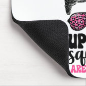 Support Squad Messy Bun Pink Warrior Breast Cancer Muismat (Hoek)