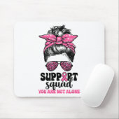 Support Squad Messy Bun Pink Warrior Breast Cancer Muismat (Met muis)